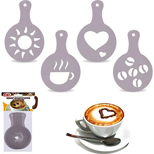 Набор декораторов для кофе 4шт 8,5х13см арт.J11-93 Хоум Новэлтис Лимитед Китай Мон Ами