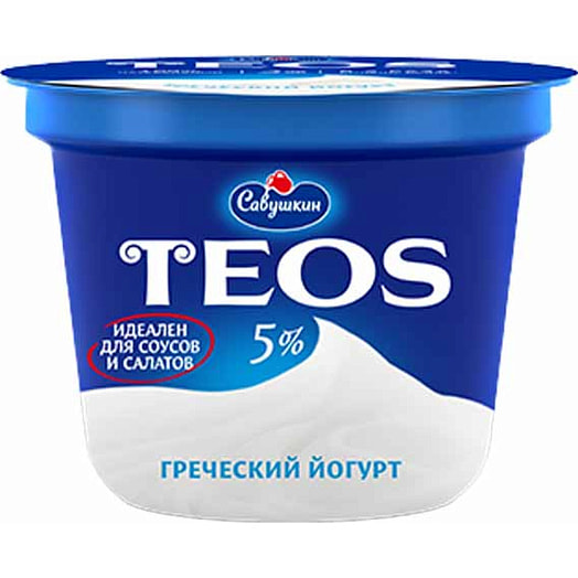 Йогурт Савушкин продукт Греческий Teos 5% 250г пл/стак. Беларусь