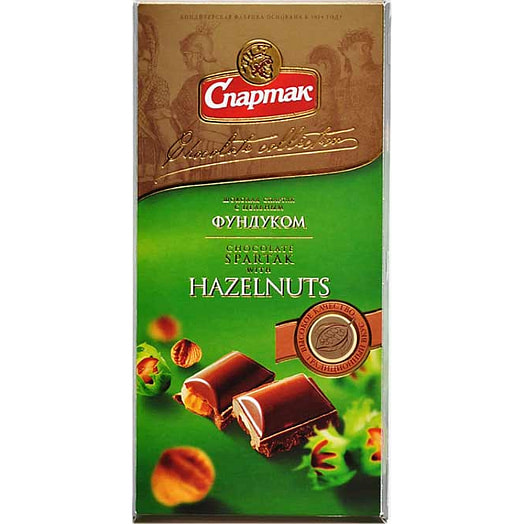 Шоколад Спартак 90г молочный с цельным фундуком Беларусь