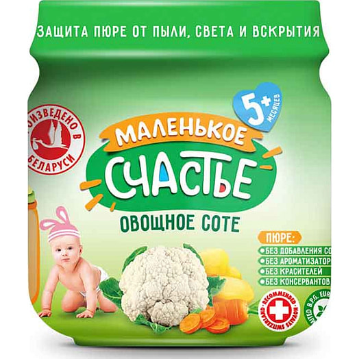 Пюре для дет/пит Маленькое счастье 80г ст/б Овощное соте Белфуд Продакшн Беларусь
