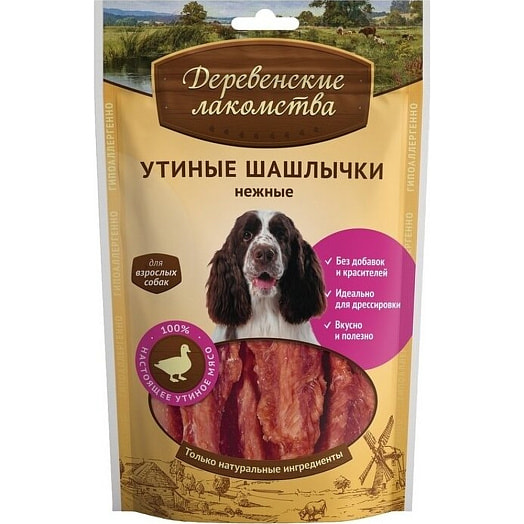 Шашлычки утиные 90г нежные для собак всех пород Shouguang Xincheng Food Co.LTD Китай Деревенские Лакомства