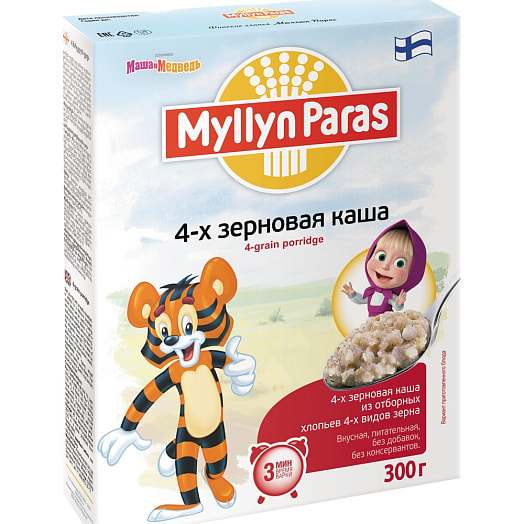 Каша Myllyn Paras высший сорт 300г карт/уп. 4-х зерновая (тигр.) Финляндия