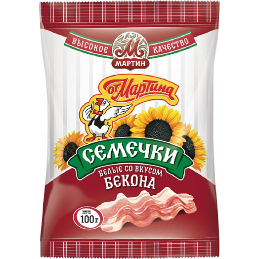 Семечки От Мартина Белые отборные 100г со вкусом бекона ОООМартин Россия От Мартина