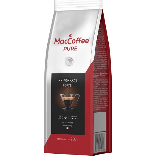 Кофе MacCoffee PURE Espresso Forte жареный молотый натур 250г дой-пак Gruppo Gimeka srl. Италия