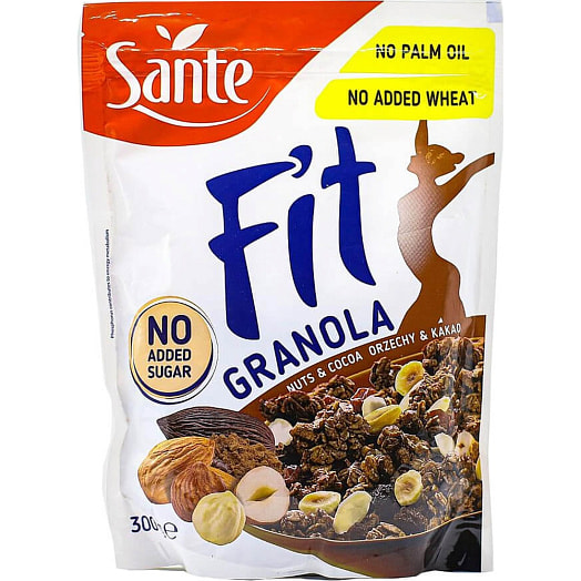 Хлопья зерновые Granola Fit 300г с орехами и какао Sante A.Kowalski SP.j. Польша Sante