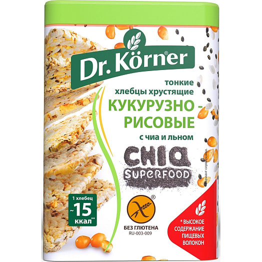 Хлебцы Dr.Korner 100г с чиа и семенем льна Россия