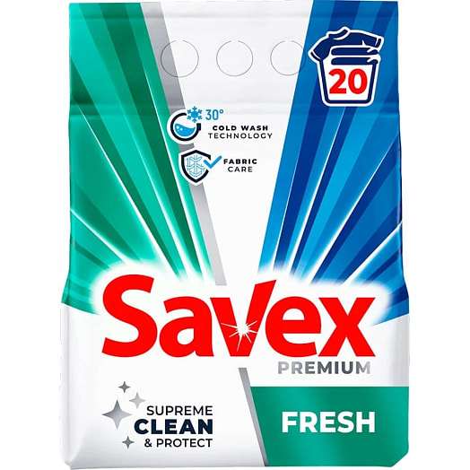 Стиральный порошок Savex 2in1 Fresh 2кг для машинной стирки Болгария