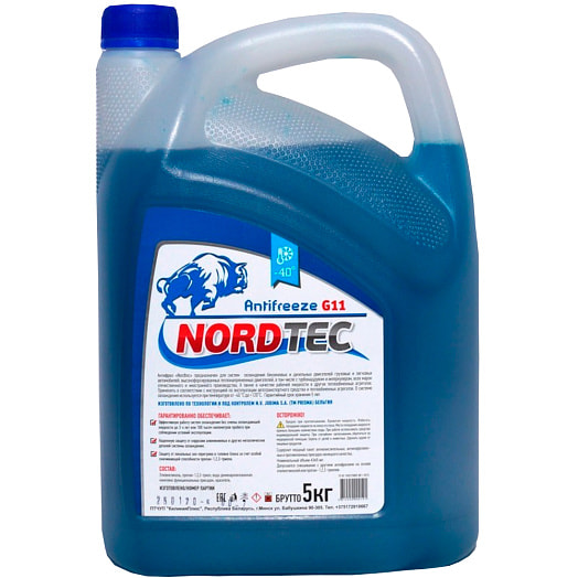 Антифриз Nordtec Antifreeze-40 G11 5л ПЭТ синий ЧПТУП Крафтхем Беларусь Nordtec