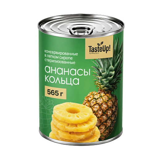 Ананасы TasteUp! кольца в легком сиропе 565г ж/б Вьетнам
