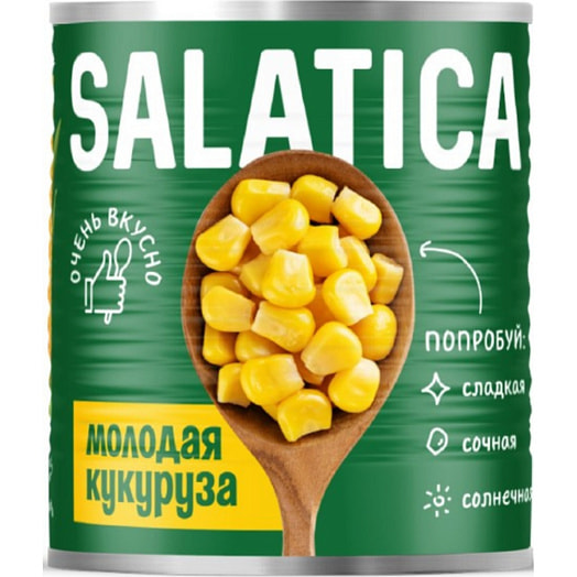 Кукуруза сахарная SALATICA в зернах в/с 340г ж/б стерилиз. ООО Кубанский КК Россия