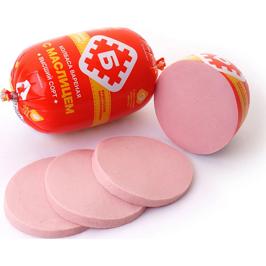 Колбаса С маслицем вареная в/с 650г ОАО Брестский мясокомбинат Беларусь Брестский Мясокомбин