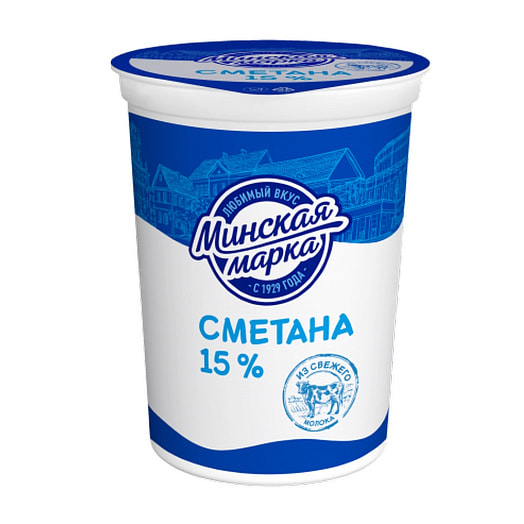 Сметана 15% 380г ММЗ N1 Беларусь Минская марка