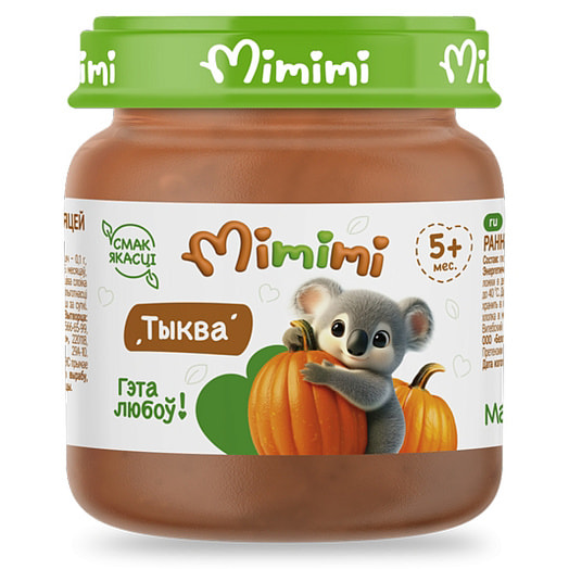 Пюре для дет/пит MiMiMi Тыквенное с 5мес 80г ст/б ООО Белфуд Продакшн Беларусь MiMiMi