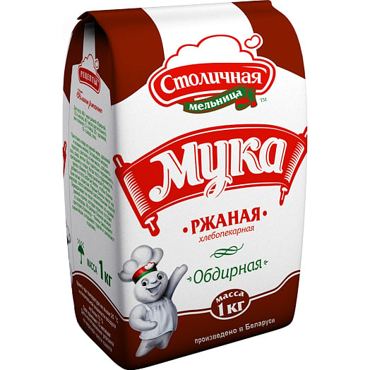 Мука Столичная мельница 1кг ржаная обдирная Беларусь