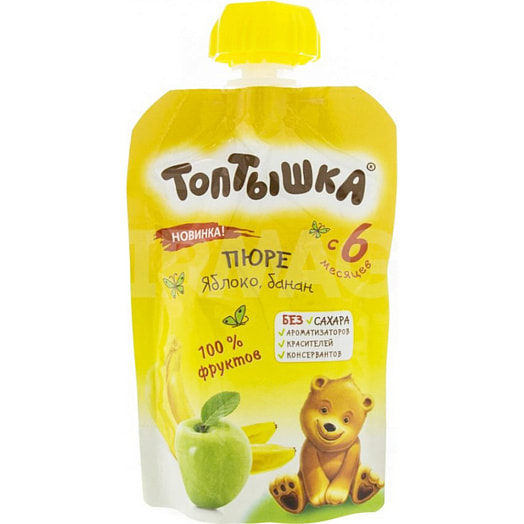 Пюре Топтышка с 6 месяцев 90г из яблок и банана Беларусь