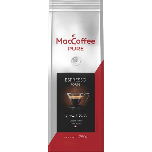 Кофе MacCoffee PURE Espresso Forte жареный молотый натур 250г дой-пак Gruppo Gimeka srl. Италия