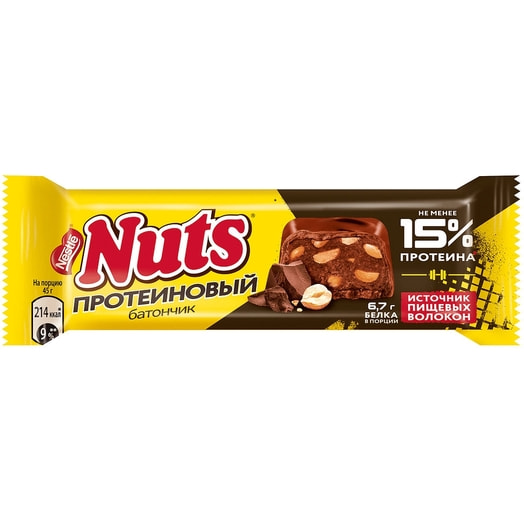 Протеиновый батончик Nuts с фундуком и арахисом 45г ООО Нестле Россия
