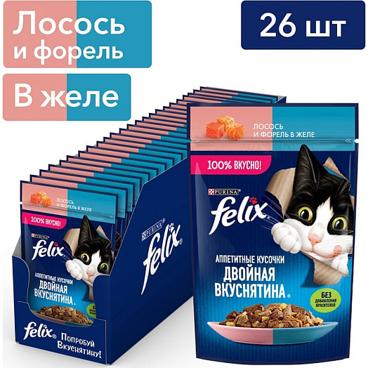 Корм Felix Двойной Вкус 75г пауч лосось форель ООО Нестле Россия Россия Purina