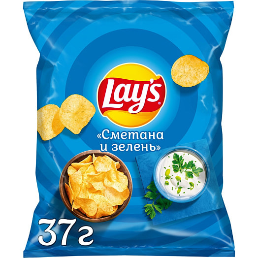 Чипсы Lays со вкусом сметана-зелень 37г картофельные ООО ПепсиКо Холдингс Россия Lays