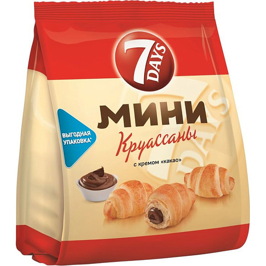 Мини-круассаны 7Days с кремом какао 123г Россия