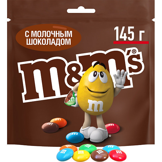 Драже MMS 145г пакет с молочным шоколадом, покрытое хрустящей разноцветной глазурью Марс Россия MMs