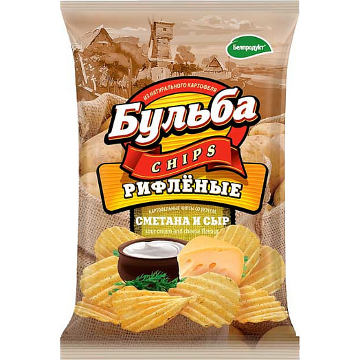 Чипсы картофельные Бульба chips 75г со вкусом сметаны и сыра Беларусь