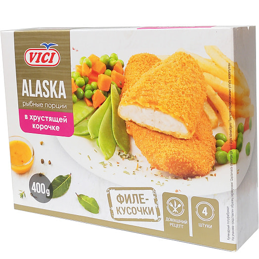 П/ф из минтая филе-кусочки в хрустящей корочке Alaska 400г обжаренный зам. Вичюнай Русь ООО Россия VICI
