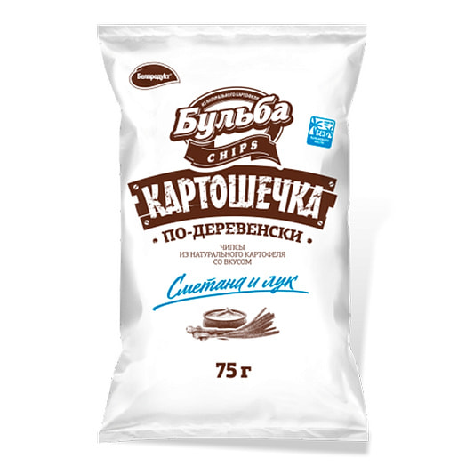 Чипсы Картошечка по деревенски 75г сметана, лука ООО Белпродукт Беларусь Бульба chips