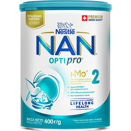 Сухая молочная смесь Nan 2 Optipro 400г для дет/пит с 6мес Швейцария Nestle