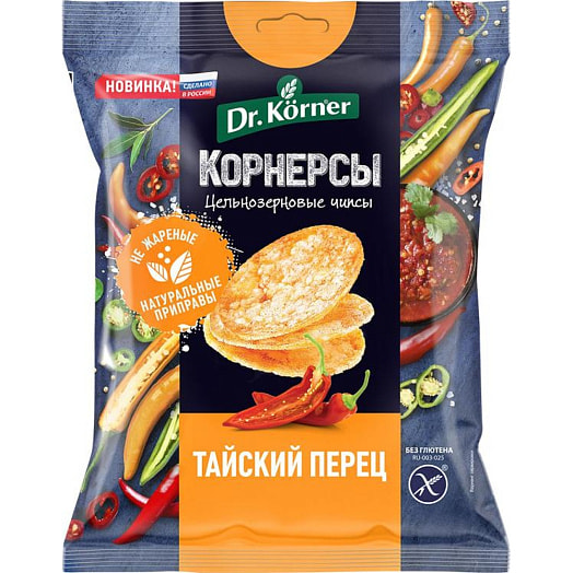 Чипсы Dr.Korner цельнозерновые кукурузно-рисовые с тайским перцем 50г ОАО Хлебпром Россия Dr. Korner