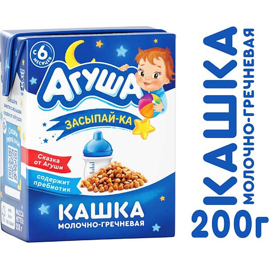 Каша молочная Агуша 2.5% 200мл гречка Россия