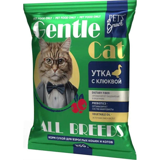 Корм сухой Gentle Cat Утка с клюквой для взрослых кошек 350г ПЭТС ФУД Беларусь Pets Brunch