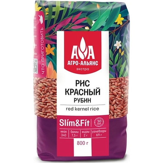 Рис краснозерный Рубин Агро-Альянс Экстра 800г Россия
