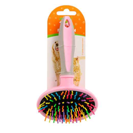 Пуходерка мягкая с волн зубьями, средняя, 9,5х16,5см, розовая арт.9001561 Китай