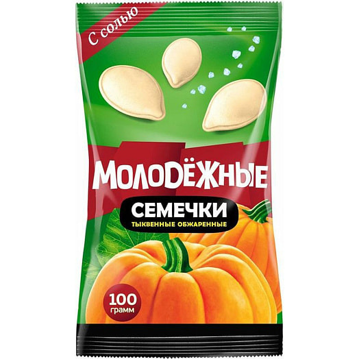 Семечки Молодежные 100г тыквенные неочищенные с солью Россия Молодежные
