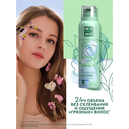 Пенка для укладки волос 150мл объем от корней Unilever Россия Чистая линия