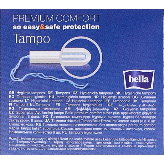 Гигиенические тампоны без аппликатора Bella Tampo Super Plus 8 40 TZMO Польша Bella