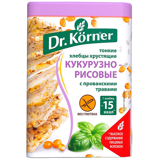 Хлебцы Хлебцы Dr.Korner 100г кукурузно-рисовые с прованскими травами Россия