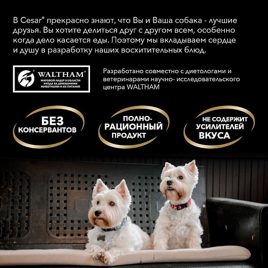 Корм Cesar с курицей и овощами для взрослых собак всех пород 85г ООО Марс Россия Cesar