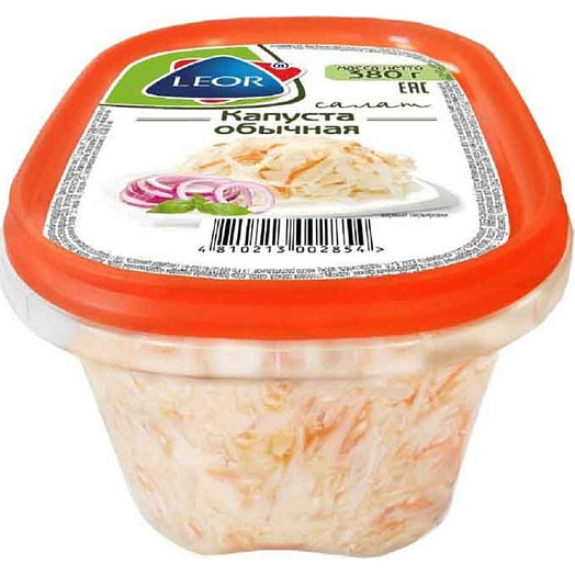 Салат Капуста обычная 380г маринованная СП Леор Пластик ООО Беларусь