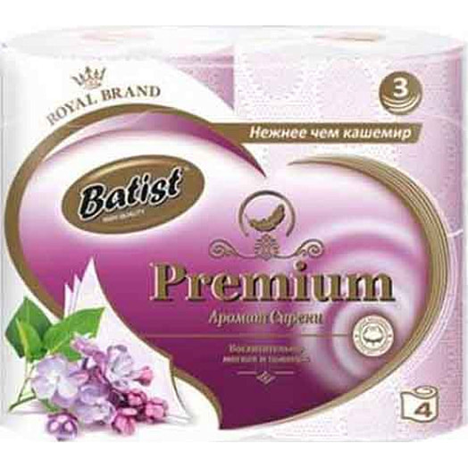 Туалетная бумага Batist Premium сирень (3сл*4рул) Россия