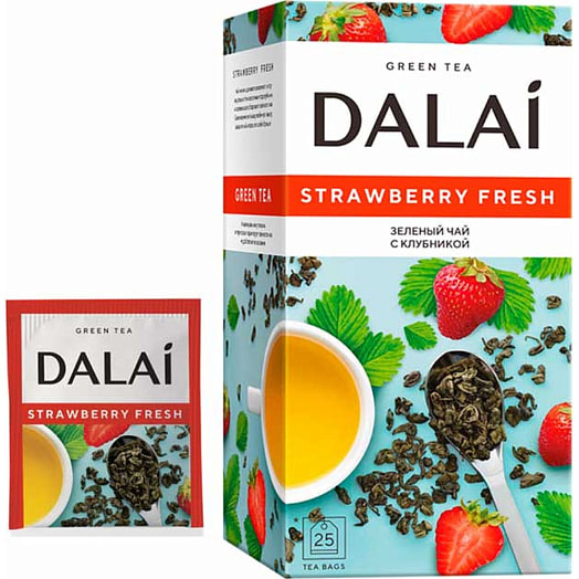 Чай Dalai Strawberry fresh 38г карт/уп. зеленый китайский чай с плодами и ароматом клубники ООО Мал Ком Россия Dalai