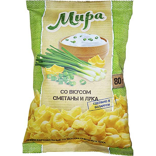 Снэки картофельные МИРА 80г со вкусом сметаны и лука Беларусь