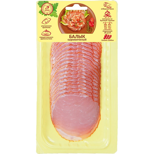 Мясной продукт из свинины Балык с/к (нарезка) 100г в/у ООО Иней Россия