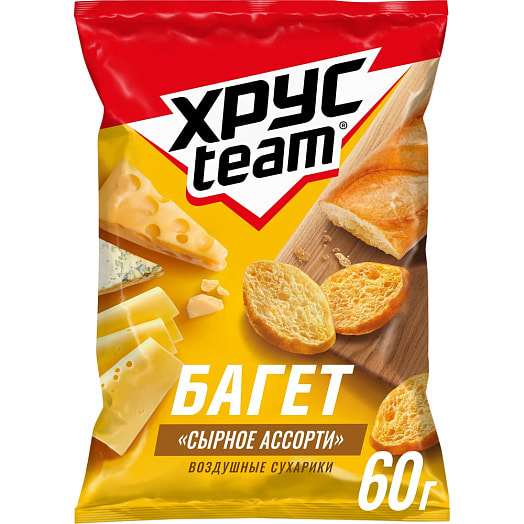 Сухарики Хрусteam Багет 60г сырное ассорти Россия