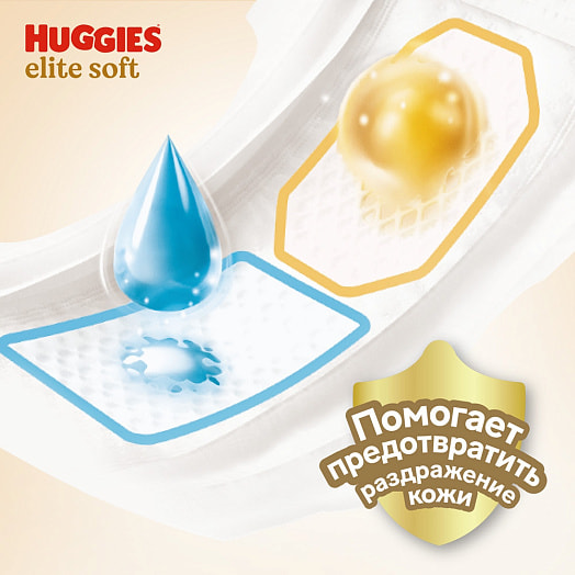 Детские подгузники Huggies Elite Soft 0+ Conv до 3,5кг 25шт Россия