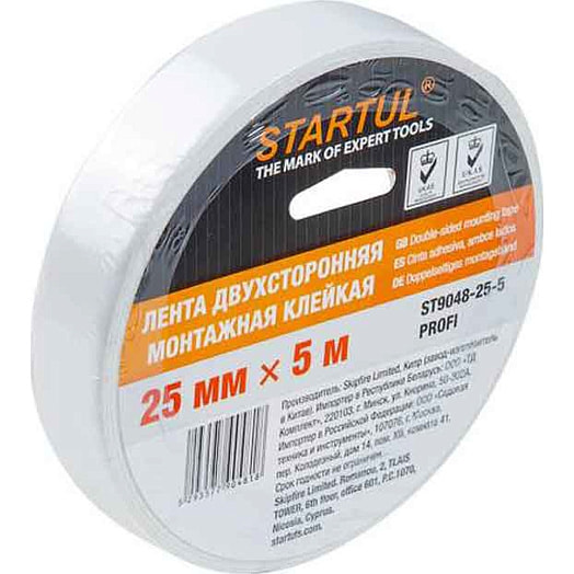 Лента Startul Profi двухсторонняя клейкая 25ммх5м ST9048-25-5 Китай