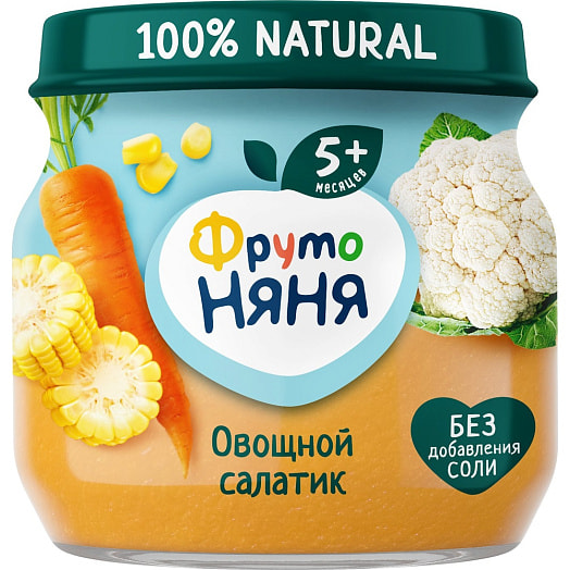 Пюре ФрутоНяня 80г ст/б овощной салатик для д/п ФрутоНяня Россия