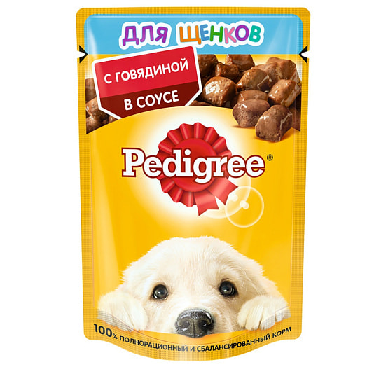 Корм Pedigree для щенков от 1 месяца 85г с говядиной в соусе Mars Россия Mars