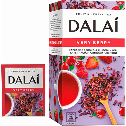 Напиток чайный Dalai Very berry 45г Каркаде с клубникой, малиной, клюквой ООО Мал Ком Россия Dalai